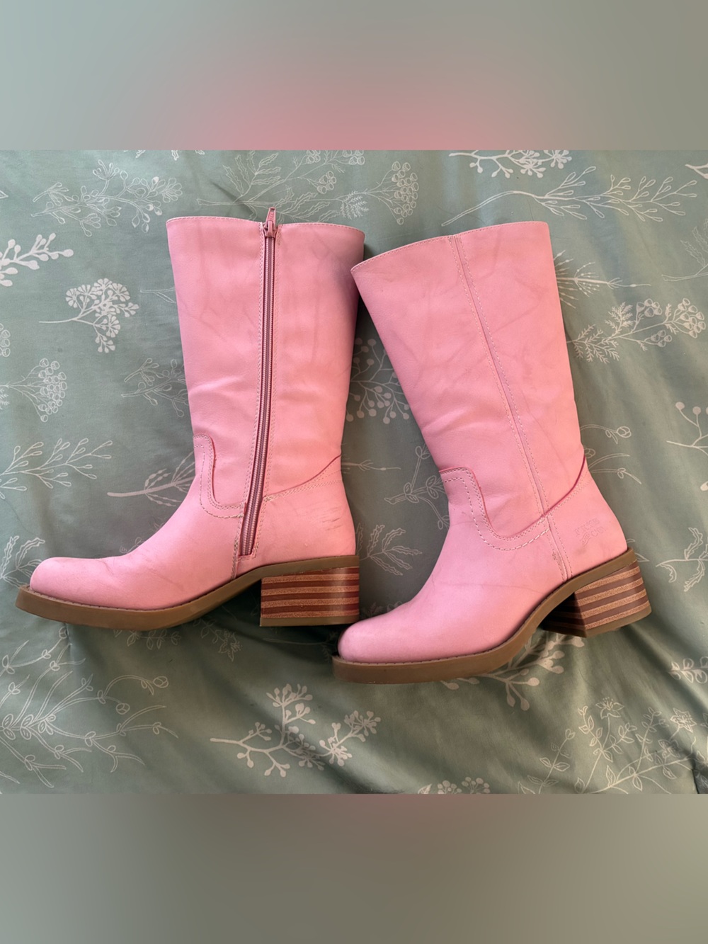 Frye Pink Mid-Calf Zip Vegan Leather Boots